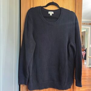 St Johns Bay Sweater Womens 1X Navy Blue 100% Cotton Knit